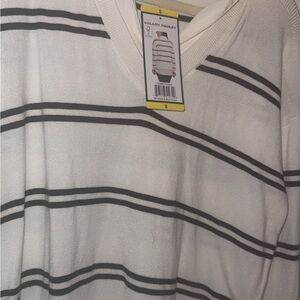 Off-White Womens off White and Black V-Neck Sweater